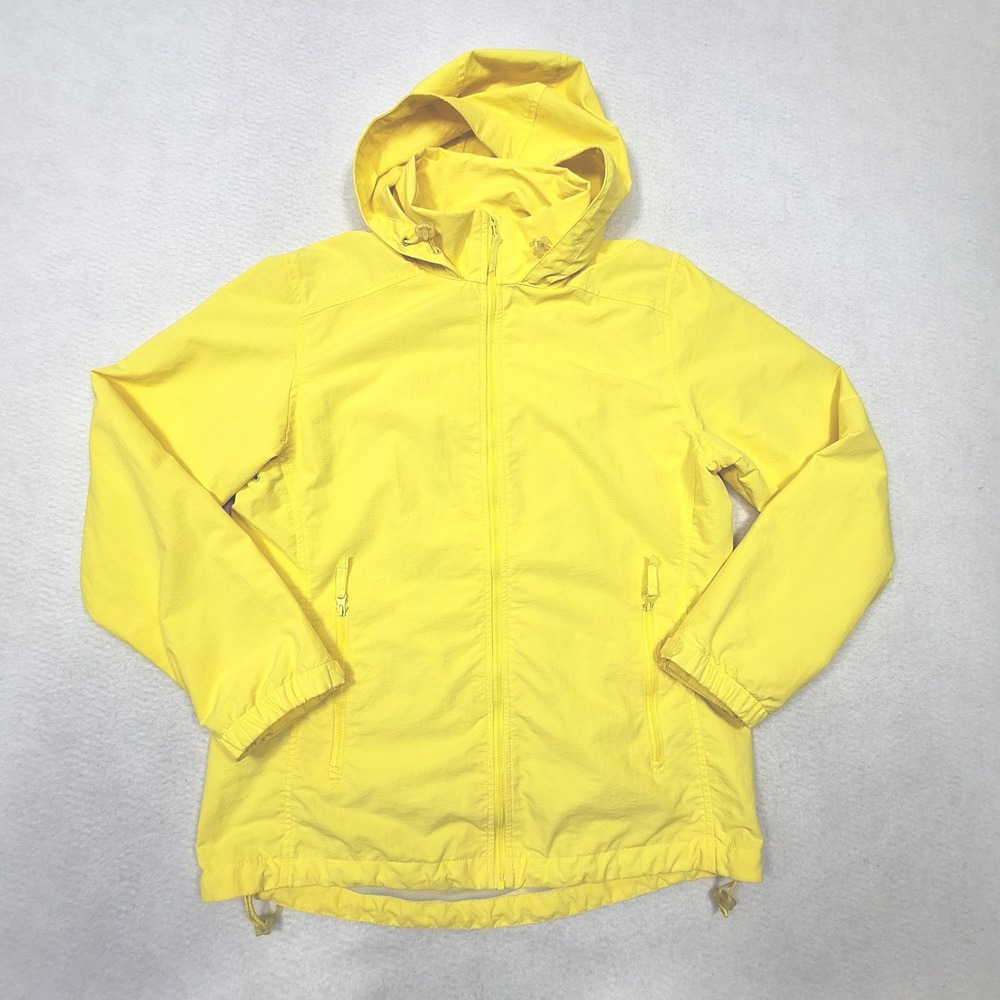 Lands End Rain Coat Womens Small Yellow Hooded Mesh Lined Jacket 63856
